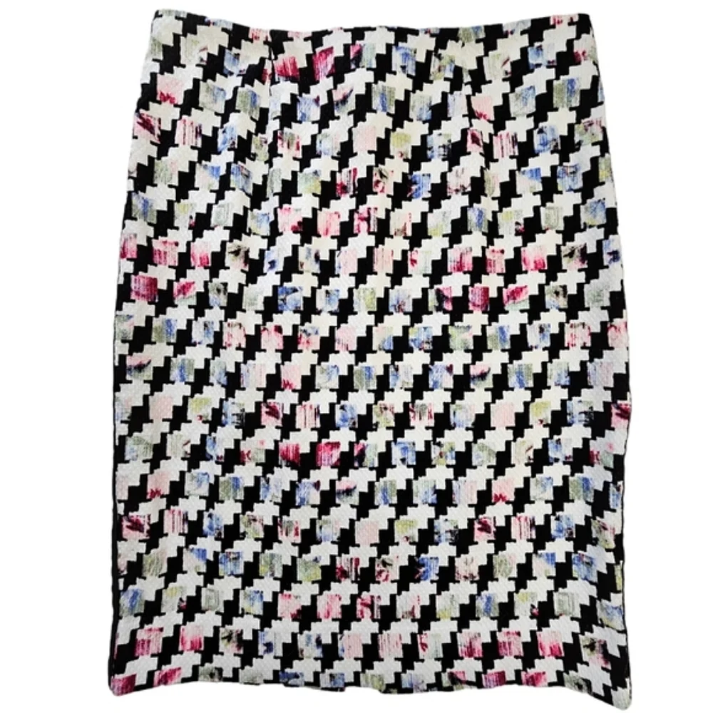 White House Black Market Houndstooth Black/White  Multicolor Pencil Skirt